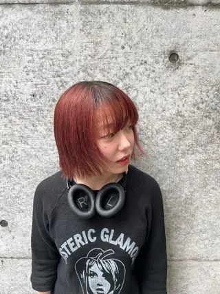 ショート カラー ヘアアレンジ デザインパーマ ハイライトIkumiのヘアスタイル