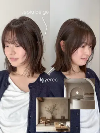 ミディアム カラー パーマ ヘアアレンジ メンズ 韓国ボブ/髪質改善 ニュアンス特化RYOのヘアスタイル