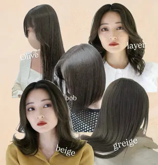 セミロング カラー 地毛風/グレージュ よしだひろのじょうのヘアスタイル