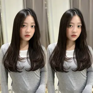 ロング 絹髪矯正/艶カラー /透明感/石田桃子のヘアスタイル