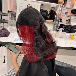 セミロング カラー ヘアアレンジ 💕上野美容師☁ ブリーチ💖サワのヘアスタイル