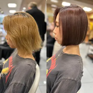 ミディアム カラー パーマ 髪質改善/縮毛矯正 /ブリーチ矯正/岡部のヘアスタイル