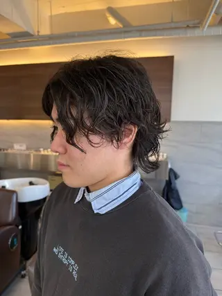 ミディアム パーマ メンズ パーマモデル募集/ 尾上数馬/桂駅前1分のヘアスタイル