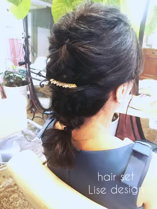 ミディアム カラー パーマ ヘアアレンジ 表参道Lise おおいしおりのヘアスタイル