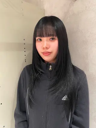 ロング 🪩サクヤ🪩暗髪 カラー/ワイドバングのヘアスタイル