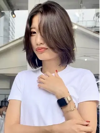 ミディアム カラー パーマ ヘアアレンジ メンズ キッズ ネイル マツエク・マツパ アイブロウ 韓国風×透明感カラー 髪質改善オタベシンヤのヘアスタイル