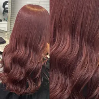 ロング カラー 💗愛され暖色💗 ピンク/レッド💗のヘアスタイル