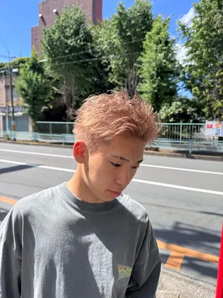 ショート カラー メンズ R/🤎 パーマ&ブリーチ🔥のヘアスタイル