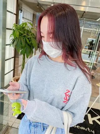 セミロング カラー 韓国風スタイル 🍓MIZUKI🍓のヘアスタイル