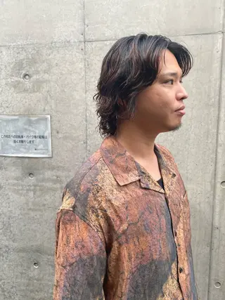 ミディアム パーマ メンズ 菊池大一 溝の口パーマのヘアスタイル