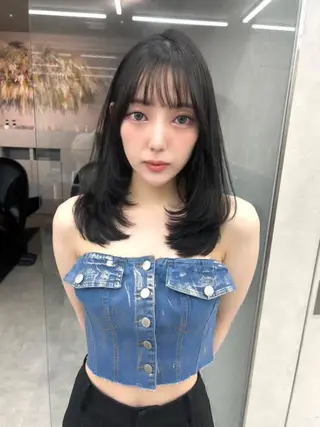 セミロング ✨韓国レイヤー/ハッ シュ/✨山下　遥のヘアスタイル