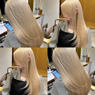 ロング カラー 肌に馴染むハイトーン /ミルクティーカラーのヘアスタイル