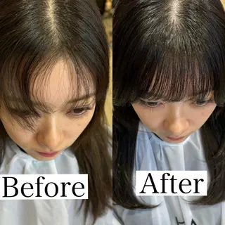 セミロング パーマ 頭皮につけないカラー /白髪ぼかし/実加永のヘアスタイル