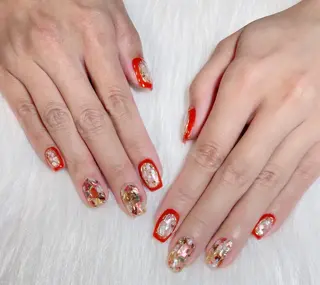 ロング カラー ネイル Q Free nailsのネイルデザイン