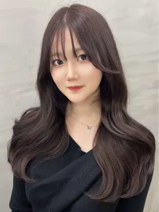 ロング カラー 艶髪/艶カラー/韓国 髪質改善/縮毛矯正のヘアスタイル