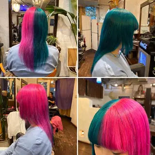 セミロング カラー "PEPPU "所属・🌈推し色派手髪 ハイトーンShinのヘアスタイル