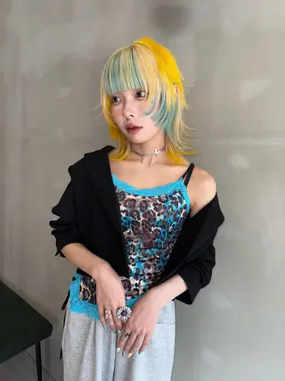 ミディアム ブリーチ/ハイトーン 心斎橋/honokaのヘアスタイル