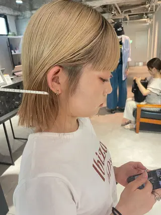 ショート 美髪矯正/艶カラー ボブ/栄/鐘ヶ江純也のヘアスタイル