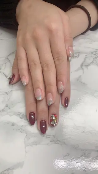 ネイル はな💎ネイル ワンホン、長さ出しのネイルデザイン