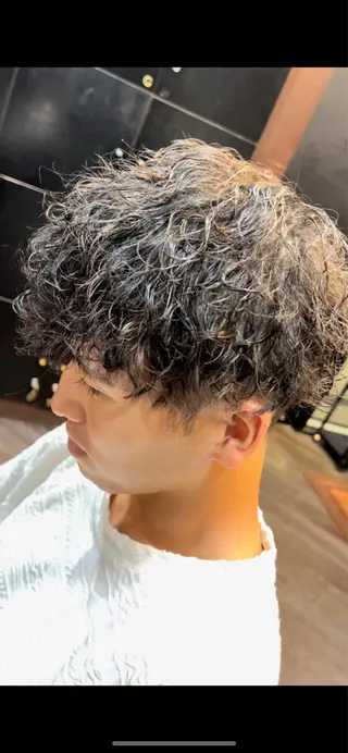 ミディアム パーマ メンズ 大阪/梅田/シャドウ パーマ/ノボリユウタのヘアスタイル