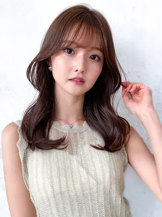 セミロング カラー 顔周り/くびれヘア 韓国ヘア💕風間るなのヘアスタイル