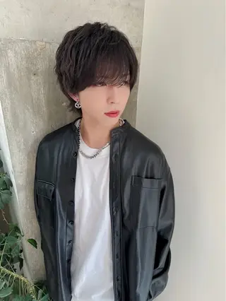 ショート メンズパーマ/ダウン パーマ/十文字玲音のヘアスタイル