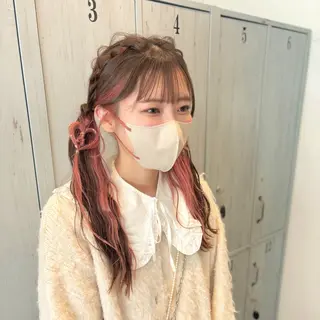 ロング ヘアアレンジ miwa♡暖色カラー 盛れる顔周り.ヘアメのヘアスタイル