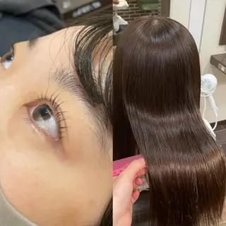 セミロング マツエク・マツパ aya/小顔レイヤー /柔らかカラーのヘアスタイル