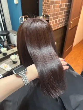 ミディアム mayuki /暖色/艶カラーのヘアスタイル