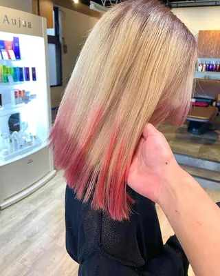 ミディアム カラー パーマ 髪質改善/ブリーチ 田代 龍我のヘアスタイル