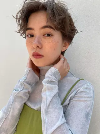 ショート カラー パーマ ヘアアレンジ メンズ キッズ ネイル マツエク・マツパ パーマ/透明感カラー /ボブ/吉田一生のヘアスタイル