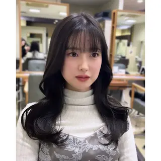 セミロング カラー CARE所属・🩷珠梨【韓国ヘア】 【顔周りカット】のヘアスタイル