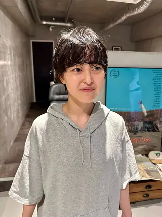 ショート パーマ パーマ/透明感カラー /ボブ/吉田一生のヘアスタイル