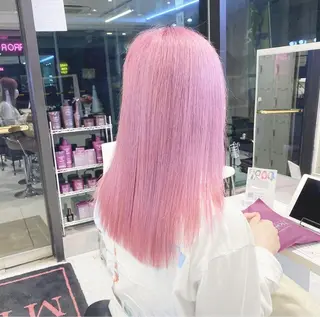 ロング カラー パーマ ヘアアレンジ メンズ キッズ ネイル マツエク・マツパ アイブロウ ハイトーン/ピンク 💗モモ໒꒱のヘアスタイル