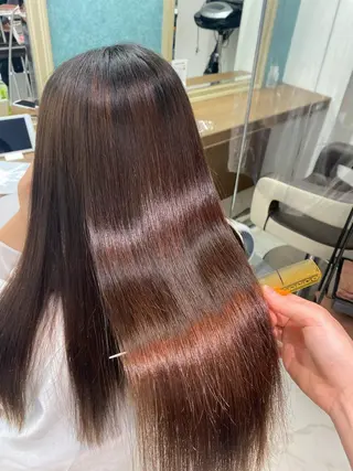 ロング パーマ 長妻莉央/縮毛矯正 髪質改善カラーのヘアスタイル