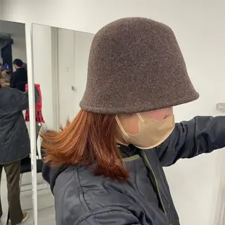 セミロング カラー 愛結 暖色カラー🎀🩰のヘアスタイル