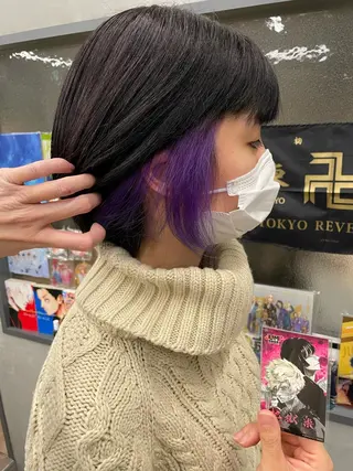 ショート カラー SALOWIN池袋East店3F所属・インナーカラー 推し ブリーチ 髪質改善のヘアスタイル