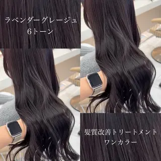 ロング オリーブカラー 長谷川のヘアスタイル