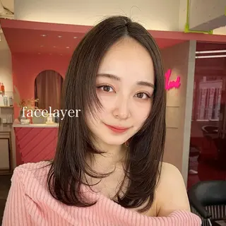 ミディアム カラー 山崎/ボブ縮毛矯正 レイヤー髪質改善のヘアスタイル