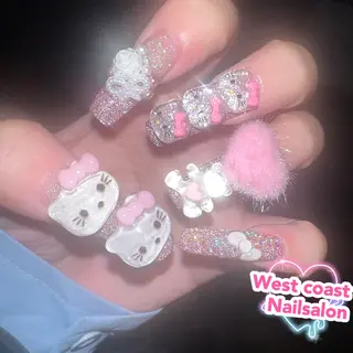 ネイル リボン、ガーリー パーツ放題専門店のネイルデザイン