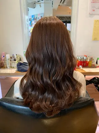 セミロング コテ巻きパーマ/韓国 パーマ/佐野のヘアスタイル