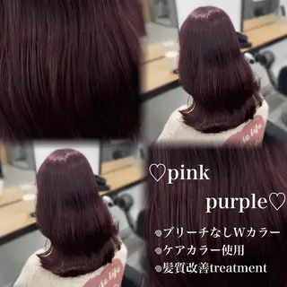 ロング ヘアアレンジ カラー 💗愛され暖色💗 ピンク/レッド💗のヘアスタイル