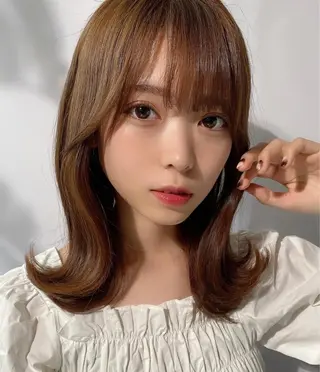 ミディアム 🧡くびれヘア/前髪 顔周り🧡久原結衣のヘアスタイル