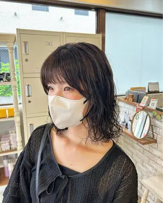ミディアム パーマ 🫧顔周りカット 🫧樫村優香のヘアスタイル