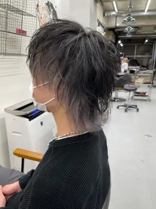 ミディアム カラー メンズ 森本裕/オーナー/ スパイラルパーマのヘアスタイル