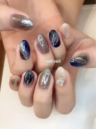 セミロング ネイル 長さ出し専門 nynaのネイルデザイン