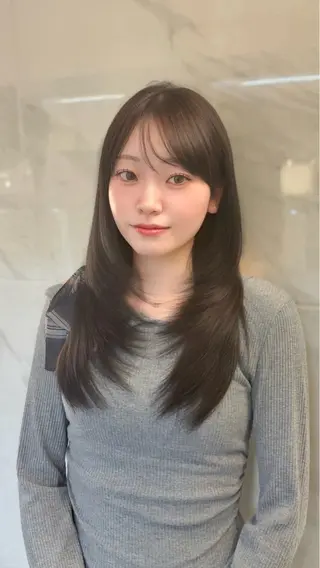 セミロング カラー 🤍韓国ヘア/ 楓🤍のヘアスタイル