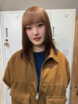 ロング カラー ハイトーン縮毛/暖色 なーな🎀🤍のヘアスタイル