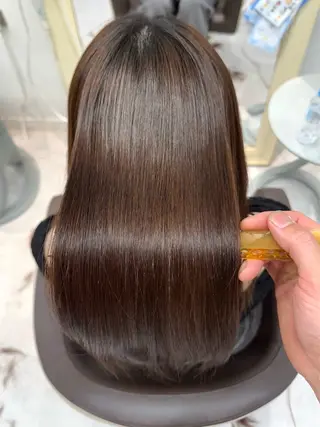 ロング 縮毛矯正/ブリーチ 無しWカラーのヘアスタイル