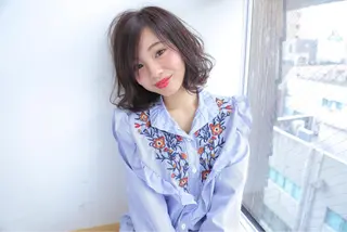 カラー コテ巻き風パーマ SHONOのヘアスタイル